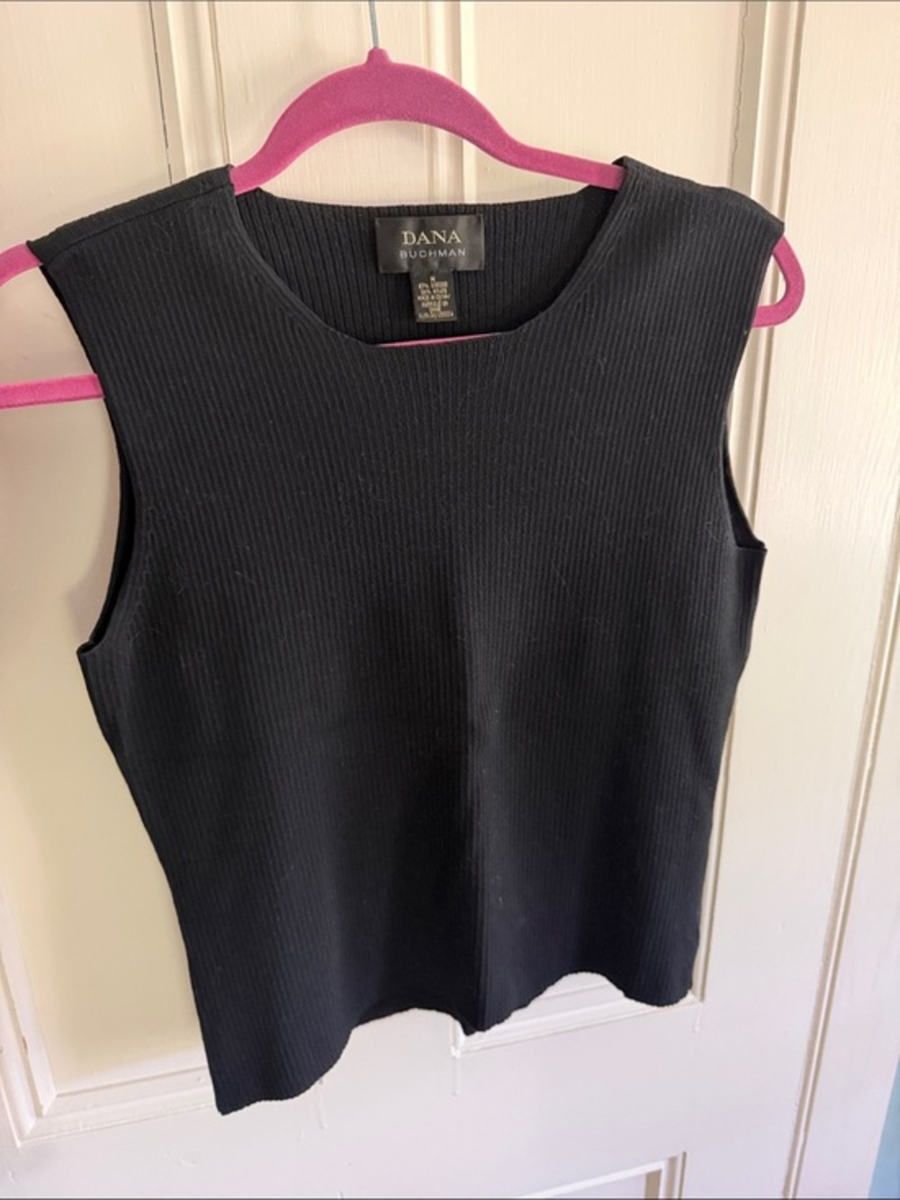 Dana Buchman Black Ribbed Tank Top - Sleeveless Scoop Neck